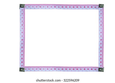Measuring tape arranged to be rectangular with copyspace that you can put anything in here, isolated on white