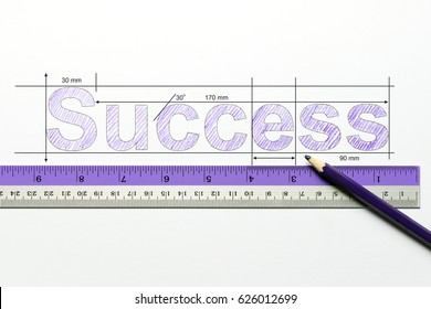 Measuring The Word Success Using Ruler And Pencil