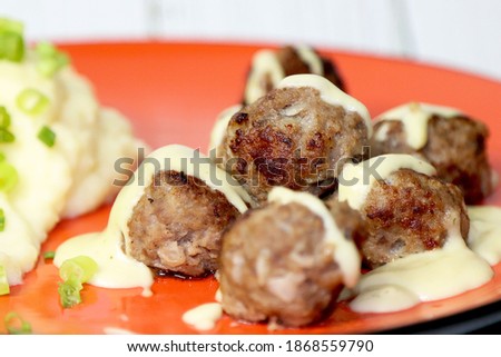 Meat balls with creamy Ikea sauce. Ikea meatballs recipe.