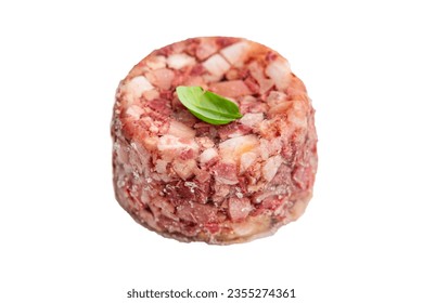 meat brawn food Sülze pieces of meat in jelly pork, beef meat product ready to eat meal food snack on the table copy space food background rustic top view