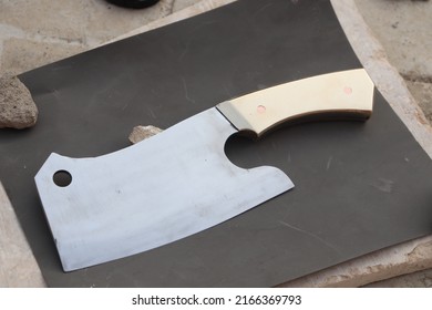 meat cleaver or butchers cleaver with brass handle