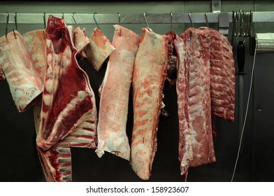 Meat Hanging In Butchers