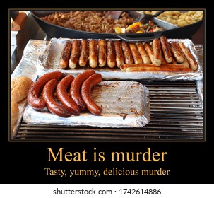 Meat Lovers Diet Funny Meme For Social Media Sharing. BBQ Joke. Demotivational Poster.