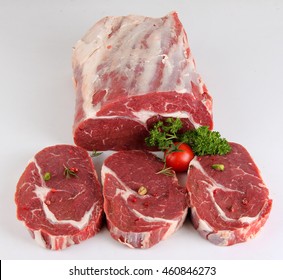meat on White Background  and vegetables