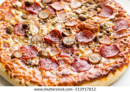Meat Pizza E Shallow Depth of Field Close up Food Photography