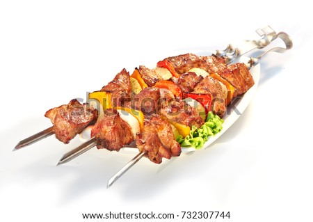 meat pork kebab isolated on white background