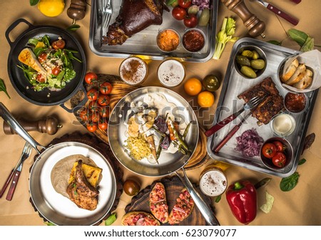 Similar – Image, Stock Photo Preparing meat skewers for grilling