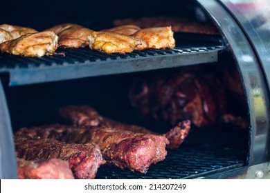 Meat Prepared In Barbecue Smoker For Competition.