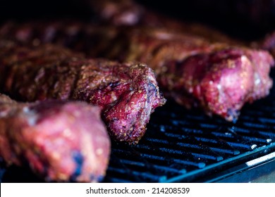 Meat Prepared In Barbecue Smoker For Competition.