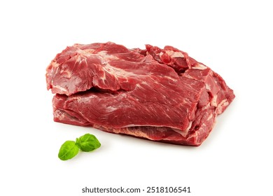 Meat pulp, piece of fresh meat, beef, raw meat on a white background, isolated