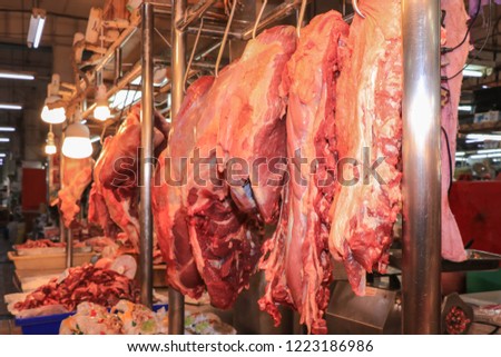 Meat shop,Meat in the bazaar,Raw food.
