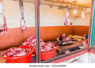 Meat Stall At The Bazaar In Osh, Kyrgyzstan