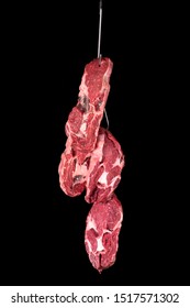
Meat and steak on black background