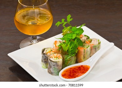 Meat And Vegetable Rice Paper Rolls