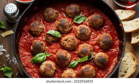 Meatballs in Red Sauce: Juicy meatballs simmered in a rich, tangy red tomato sauce, perfect over pasta or as a stand-alone dish. Comforting, classic, and full of bold Italian flavor.

 - Powered by Shutterstock