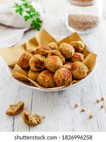 Meatballs with soy and lentils. Vegan food 
