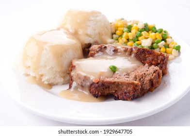 Meatloaf With Mashed Potatoes And Gravy Ready To Eat