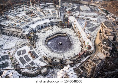 Mecca, Saudi Arabia : 18/08/2019 : Kaabah view from Top of Clock Tower taken during Hajj Season 1440H.