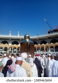 Mecca, Saudi Arabia - 30/10/2019 : Close View The Footprints Of The Prophet Ibrahim In A Golden Cage Around The Kaaba