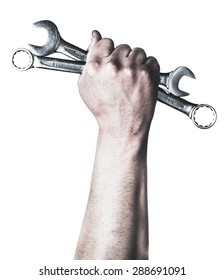 Mechanic Hand Hold Spanner Tool In Hand