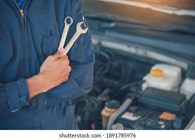 Mechanic Overhaul Technician Car Auto Garage Automotive Mobile Center. Technician Overhaul Workshop Repairing Engine Motor Vehicles Service Mechanical Business. Automobile Mechanic Hands Car Repairs