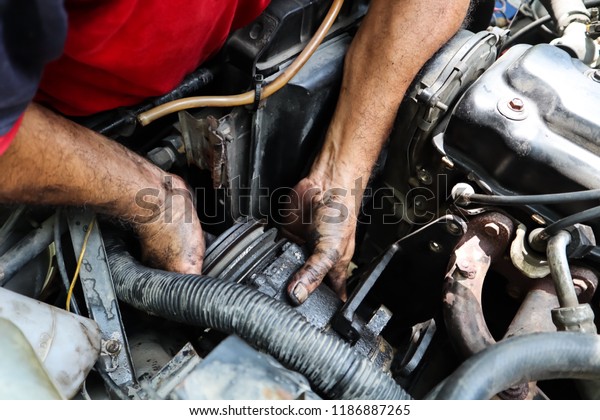 Mechanic repair car, spare
and parts.