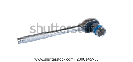 Mechanic tool,Socket wrench with a metal block on white background.