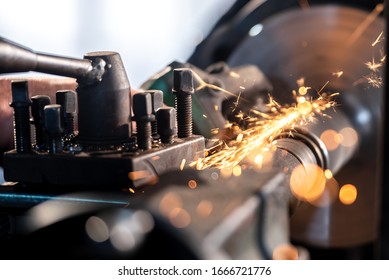 Mechanic Is Using Electric Grinding Wheels On Steel Structures In Industrial Plants.