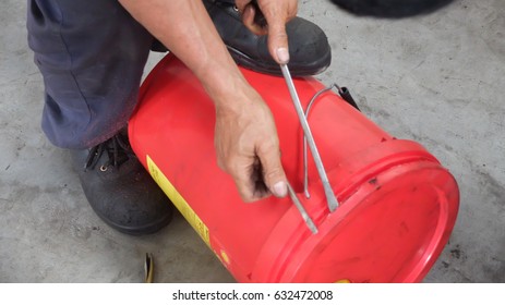 Mechanic at work with tools.
