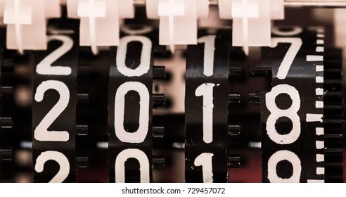 Mechanical counter numbers closeup, 2018.