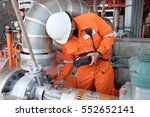 Mechanical engineer measurement of centrifugal pump vibration and electric motor at offshore oil and gas central processing platform, Oil and gas exploration and production in the gulf of Thailand.