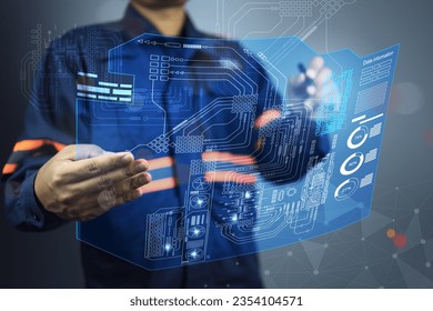 Mechanical or engineer working on single line diagram of power system factory support facility management power energy electricity water gas piping supply to machinery cooling heating ventilation.