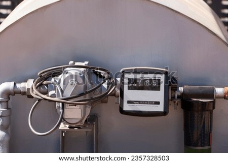 mechanical flow meter for gasoline, kerosene and diesel mounted on a tank