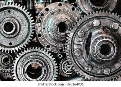 Mechanical Gear Photo Closeup In Detail