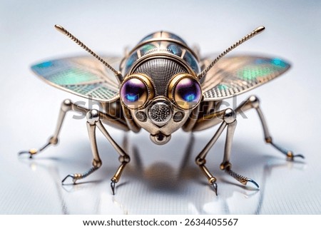 Mechanical insect. Robot insect. Mechanical insect with wings