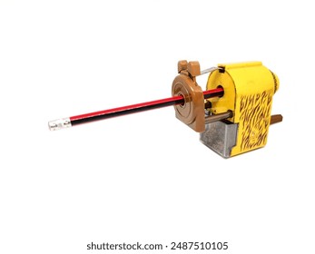 Mechanical pencil sharpener. Make pencil sharpening faster and sharpening pencils easier. isolated white background