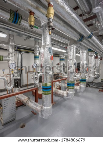 Mechanical Plantroom with pipework, pumps and valve arrangements