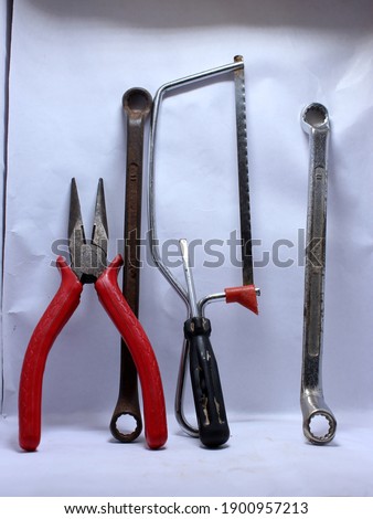 Mechanical tools kit isolated on white backgrounds.