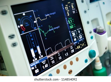 Mechanical ventilation equipment close up image monitor computer device  