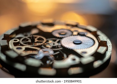 Mechanical watch repair, disassembled wristwatch