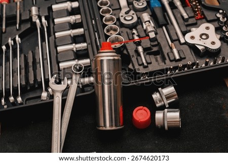 Mechanic's Toolbox Essentials Wrenches, Sockets, and Lubricant Spray