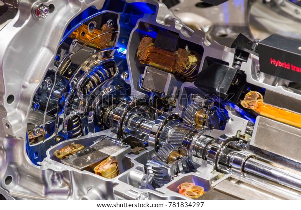 The mechanism in a cut at Paris Auto\
Motor Show. Paris, France - October 5,\
2014