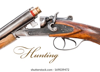 Mechanism Of Hunting Rifle Close-up Isolated On White