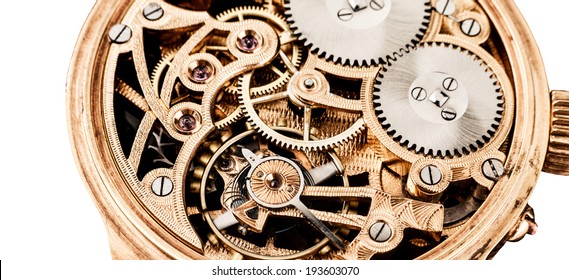 mechanisms clock on a white background