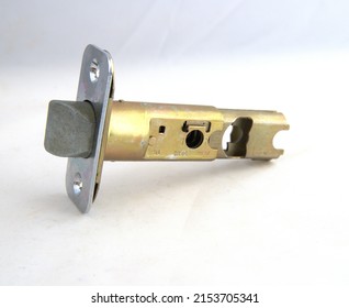 mechcanism of a door lock in brass and stee,