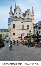 Mechelen, Antwerp Province, Belgium - 06 04 2022 - The medieval town hall at the old market square