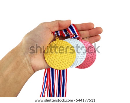 Medal of athletes Thailand in hand.