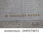 Medal of honor recipient marking on memorial wall at Manila American Cemetery on march 30, 2024