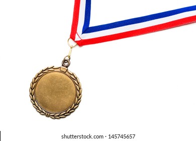Medal on a red, white and blue ribbon
