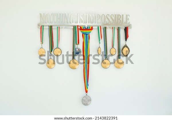 3 646 Medals Wall Images Stock Photos Vectors Shutterstock   Medals Hanging On Wall 600w 2143822391 